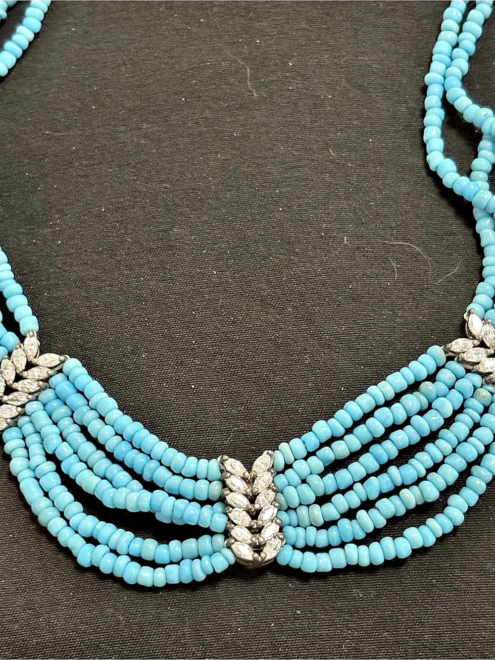 Blue Multi-Strand Beaded Necklace Like New